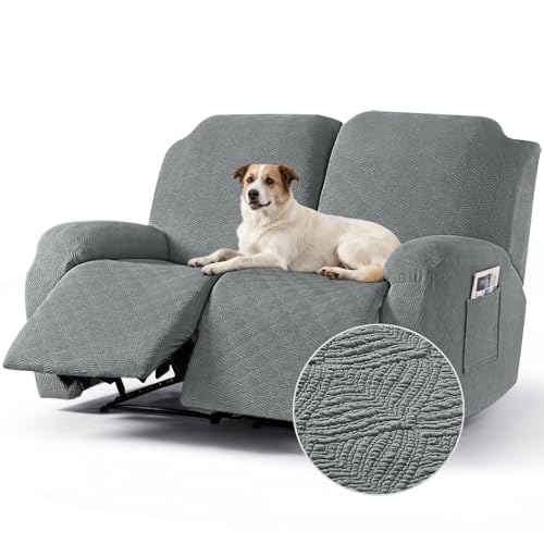 Image of Timeles Recliner Covers Extra Wide Recliner Loveseat Covers Oversized Reclining Couch Covers Sofa Slipcovers Stretch Soft Washable (Two-Seater Oversized, Light Gray)
