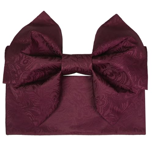 [TOuWA] 作り帯 袴下帯 浴衣帯 前板セット 結び帯 レディース 大人 地紋 簡単 蝶リボン 帯 後に差し込むだけ 花火大会 お祭り ゆかた 浴衣アレンジ コーディネート (濃い赤) - TOuWA - 商品画像