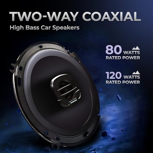Image of BASSOHOLIC BLSP06 6 inch 2-Way Coaxial Car Speakers | High Bass with Imported Rubber Edge Cone | Powerful Sound & Crystal-Clear Treble | Universal Fit for Cars, SUVs & Trucks