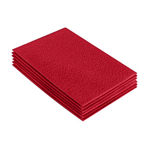 FabricLA Acrylic Felt Fabric Sheets for Crafts | Precut 9" X 12" Inch (20 cm X 30 cm) Felt Squares | Felt Fabric Sheets for DIY Crafts, Hobby, Costume, and Decoration | Red, 6 Pieces