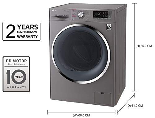 Image of LG 10.5 kg Inverter Wi-Fi Fully-Automatic Front Loading Washing Machine (F4J8JSP2S, Stone Silver, Inbuilt Heater)