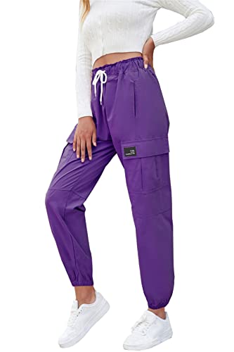 Betusline Girls&Womens Cargo Jogger Pants Elastic Waist Casual Lightweight Pants 7 Years-Large4