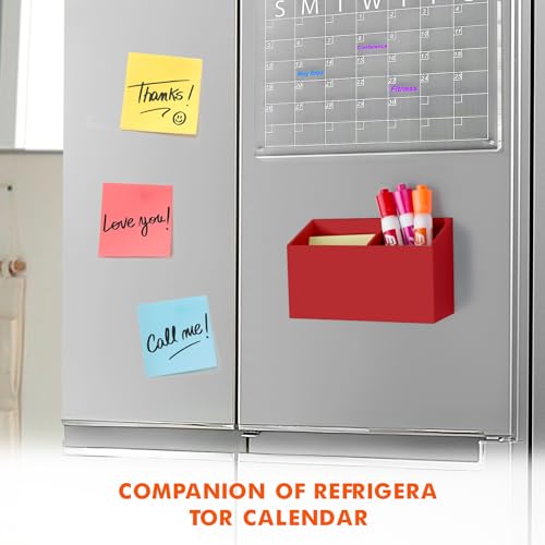 Image of BEYGORM Magnetic Dry Erase Marker Holder for Whiteboard & Refrigerator | Non-slip Acrylic Pen Holder for Classroom, Fridge Magnet, Locker Organizer Accessories, Teacher & School Supplies(Red)