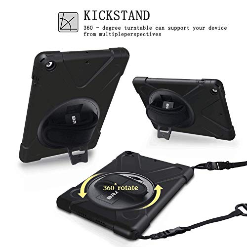 Zenrich Ipad 5Th/6Th Generation Case, Ipad 9.7 Case 2017/2018 With Rotatable Kickstand,Hand Strap And Shoulder Strap Zenrich Heavy Duty Shockproof Case For A1822/A1823/A1893/A1954,Black #TOP5