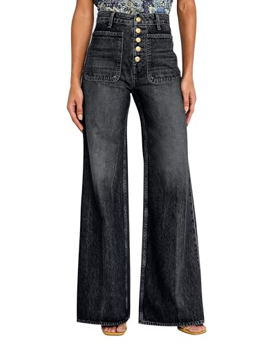 Wide Leg High Waisted Stretchy Flare Jeans for Women