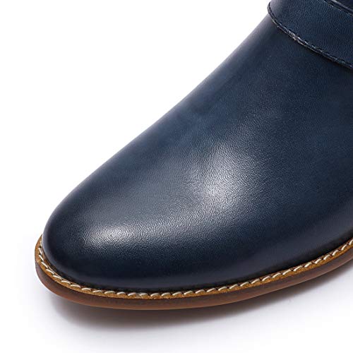 Image of Mona flying Womens Leather Ankle Boots Side Zipper Low Heel Short Booties
