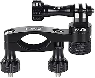 HSU Aluminum Bicycle Handlebar Mount Compatible for Gopro Hero 11/10/9/8/7/6/5/4/3 and Other Action Camera, 360 Degrees Rotary Mountain Bike Mount(Black)