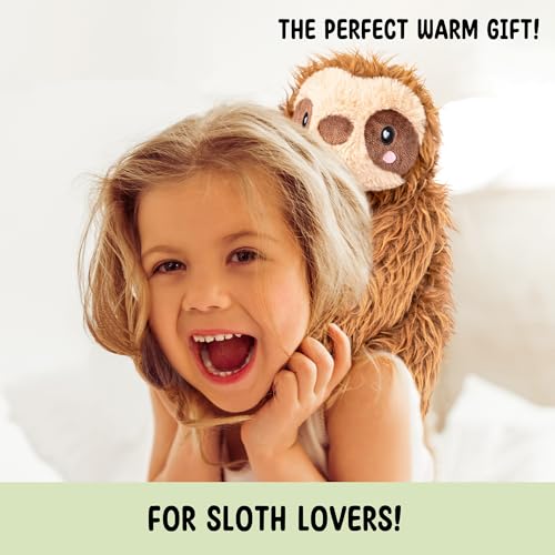 Image of Happy Fuel Sloth Microwavable 1.5 lbs Unscented Heating Pad for Women & Kids - Cute Soft Cozy Pillow Plush Heatable Warm Stuffed Animals - Kawaii Hot & Cold Plushie Toy - Sloth Gifts for Girls & Boys