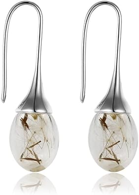 Real Dandelion Resin Teardrop Drop Earrings, Preserved Flower Botanical Nature Jewelry, Lightweight Handmade Style