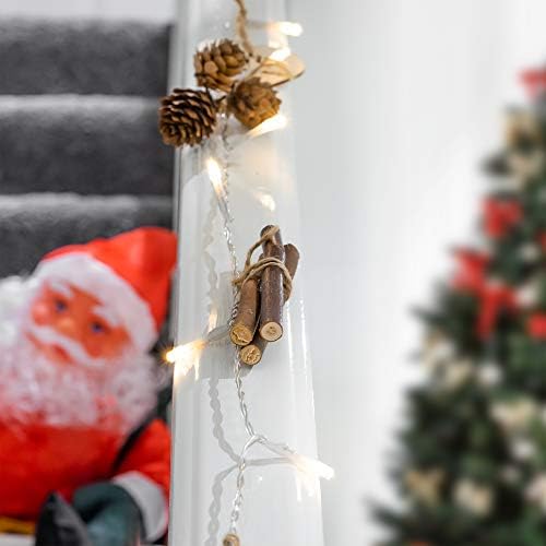 CUQOO Cinnamon Pine Cone Christmas Lights 20 LED, Battery Operated Indoor Festive String Lights, Decor for Xmas Tree Party Wedding Home Bedroom Wall Garden Ornament Decoration