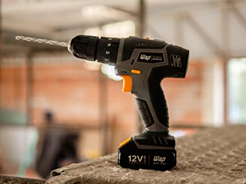 WAP Parafusadeira e Furadeira com Impacto à Bateria 12V BPFI-12K4, Kit de 13 Acessórios e Maleta, To