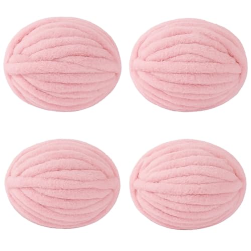 MARCYNMYA Chunky Yarn No7 Thick Yarn, 250 Grams- (Petal Pink, Pack of 4)