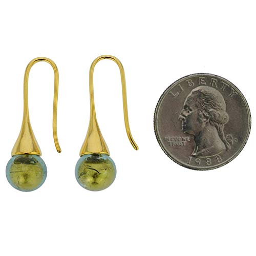 Glass Of Venice Murano Glass Gold Drop Earrings - Olive Green3