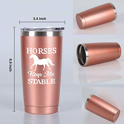 Horse Gifts For Women, Horses Keep Me Stable Travel Tumbler, Funny Birthday Christmas Gifts For Horse Lovers Equestrian Cowgirls Mom Friends Aunt Sister, 20 Oz Insulated Stainless Steel Tumbler #TOP6