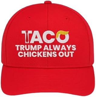 Taco Trump Always Chickens Out Embroidered Hat, Gift for Anti MAGA, Anti-Trump Cap, Democracy Embroidered Hat, Protest Cap, Patriotic Headwear Multicolor