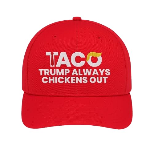 Taco Trump Always Chickens Out Embroidered Hat, Gift for Anti MAGA, Anti-Trump Cap, Democracy Embroidered Hat, Protest Cap, Patriotic Headwear Multicolor
