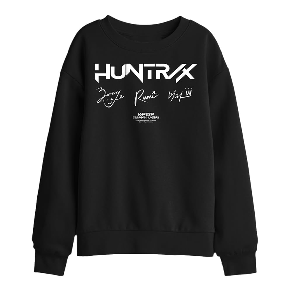 Kpop Demon Hunters Huntrix Signatures Kids Sweatshirt, Black, 12-13Y