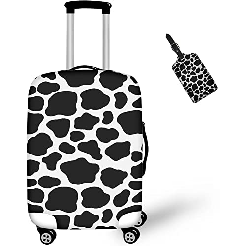 Allinterest Funda para equipaje con etiqueta de maleta, 2 piezas, funda elástica protectora lavable para equipaje, Manchas de vaca c, L