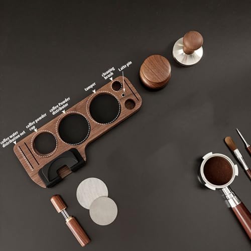 Singring Espresso Tamping Station, Coffee Tamper Station Espresso Tamper Organizer, Coffee Tamper Holder Coffee Portafilters Stand Base for Espresso Machine Accessories (Walnut wood) - Image 6