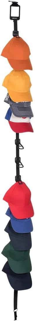 J&V TEXTILES Over-The-Door Cap Organizer for 15 Caps, Black