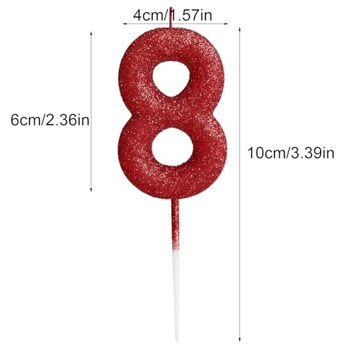 1st Glitter Birthday Candles, Red Birthday Number Candle for Cake Topper Decorations for Girls Birthday Party Wedding Anniversary Celebration Supplies - Thumbnail 3