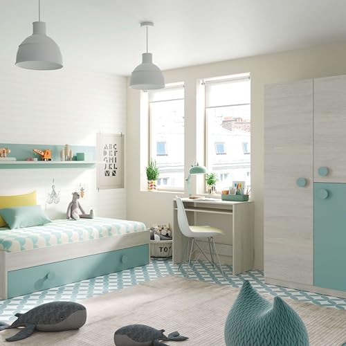 Miniatura 8 de Habitdesign Estantería Juvenil 6 Baldas, Librería Vertical, Modelo I-Joy, Acabado En Color Verde Acqua, Medidas: 180 Cm Alto X 52 Cm Ancho X 25 Cm Fondo , Verde Aqua