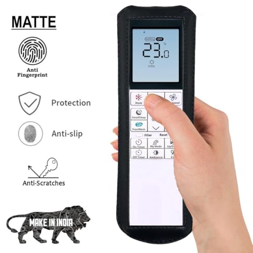 Image of Zaoma Protective Case PU Leather Cover Holder Compatible for AC Remote Model No:. 272 Compatible for Hitachi Air conditioner and suitable for Split and window AC Remote Control Protective Case (Black)