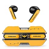 Transformers Auricolari wireless Bluetooth, auricolari wireless Bluetooth 5.3 con microfono ENC con cancellazione del rumore, auricolari stereo con bassi profondi per allenamento sportivo (giallo
