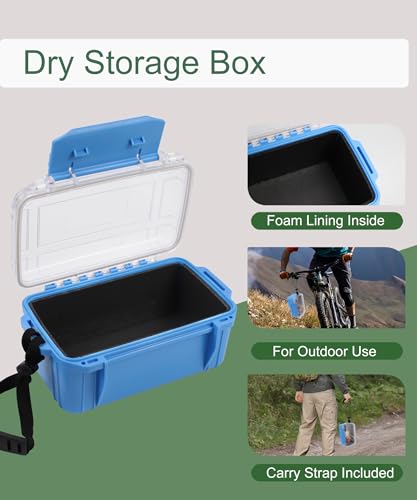Uxwuy Small Dry Box Waterproof Box for Kayaking, Floating Waterproof Storage Container Water Tight Box Water Proof Blue Phone Box, 6.5\" L x 4.3\" W x 3.4\" H - Thumbnail 4