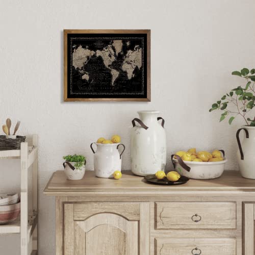 Vintage World Map Wall Art - Retro Nautical Map Wall Decor - Black And White Art Deco World Map For Bedroom Home Office Classroom Living Room - Adventure Picture Poster Print Painting - Gifts For Men #TOP2