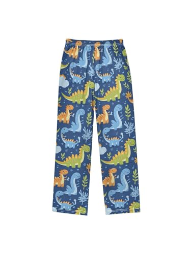 ZZKKO Blue Cartoon Cute Dinosaur Boys Pants for Kids Jogger Pants with Pockets S2
