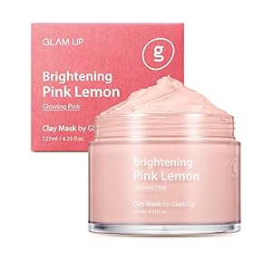 Glam Up – Brightening Pink Lemon Clay Mask – Vegan Face Mask,100% hypoallergenic, Brightening Lemon Clay Mask, Detox Face Mask, Deep Cleansing and Minimizing Pores, Organic Clay Mask, Clean Beauty, Face Mask Skincare – (125ml/4.23 Oz) Acne Treatment, Blackhead remover
