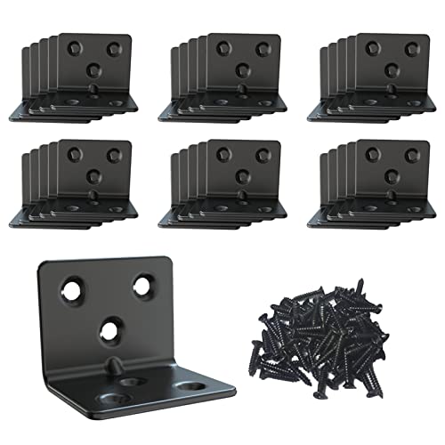 Black Stainless Steel Shelf Bracket,Joint Right Angle Bracket,L Shape Heavy Duty Metal Corner Brace Shelf Supporter for Wood Aufuga (30, 1.5x1.2x1.2)