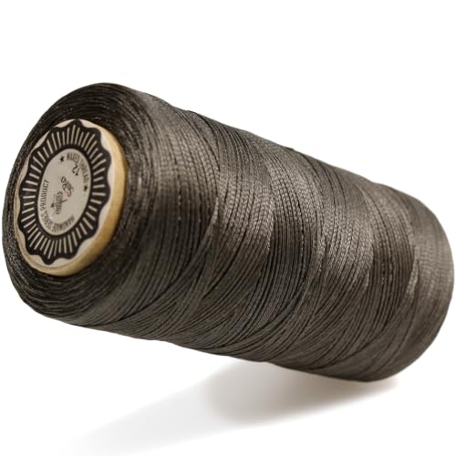 Flat Waxed Thread for Leather Sewing String Polyester Cord Stitching Bookbinding DIY Weave Craft (1.0mm 210D, Dark Grey)
