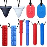 GNAWRISHING Chew Necklaces for Sensory Kids 10 Pcs Sensory Chewy Toys for Autism Girls and Boys, ADHD Toddler, Adult