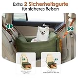Autositz für Hunde Klein und Mittel unter 15kg, Tragbarer Hundekorb mit Erweiterbarem Ruhebereich, Abnehmbarer Autositz für Den Transport mit Sicherheitsclip