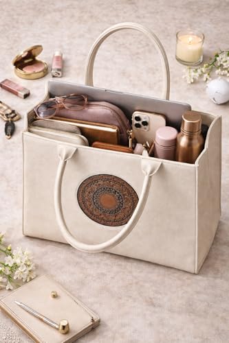 Image of Women's Leather Tote Bag | Structured for Office, Casual, Party & Formal Use | Stylish Shoulder Carry Tote (Black)