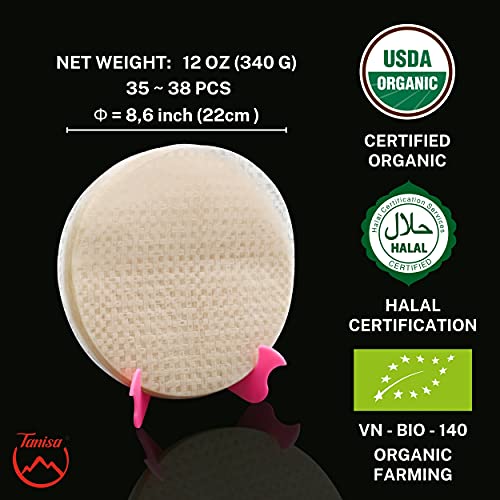 Tanisa 2 Packs Organic Spring Roll Rice Paper Wrapper For Fresh Roll (22Cm, Round, 12 Oz/Pack), Non Gmo, Gluten Free, Made In Vietnam, Banh Trang Goi Cuon #TOP1