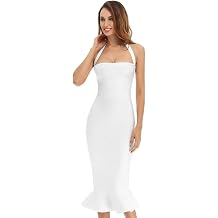 whoinshop Womens Halter Fishtail Mermaid Bodycon Knee Length Cocktail Bandage Dress