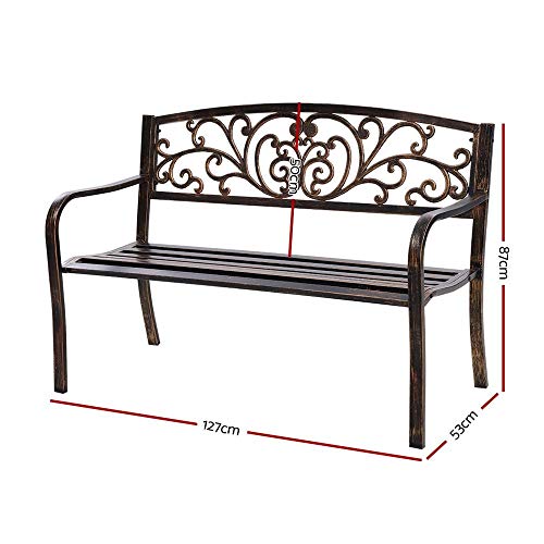 image for Gardeon Garden Bench Seat Outdoor Chair Steel Iron Patio Furniture Lou