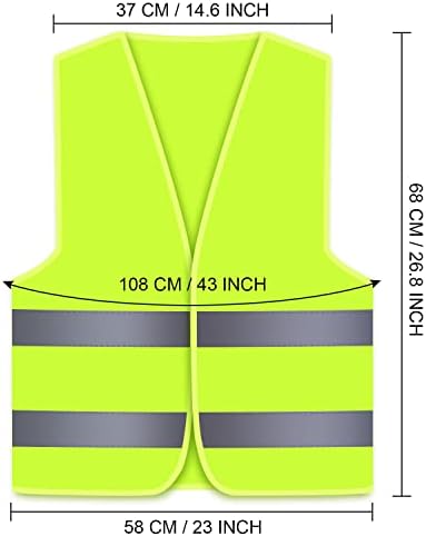 Hi Vis Vests High Visibility Jackets, Hi-vis Reflective Safety Vest for Men, Women, Neon Yellow/Green Colour, Come with Reflective Triangle and Hi Viz Band