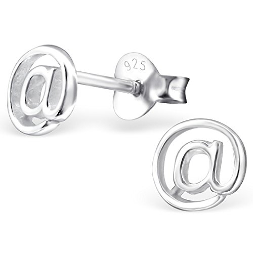 EYS JEWELRY Ohrstecker Damen @ Symbol At-Zeichen 925 Sterling Silber Damen-Ohrringe