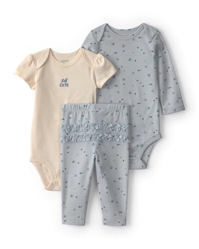 Carter's Conjunto de 3 peças para bebês meninas, Azul/verde, 3 Meses