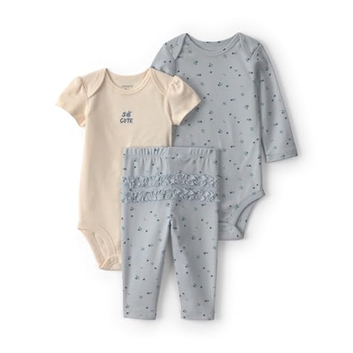 Carter's Conjunto de 3 peças para bebês meninas, Azul/verde, 3 Meses