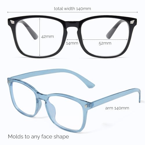 Image of livho High Tech Blue Light Blocking Computer Glasses | Advanced Blue Light Blocking, Screen Fatigue Protection, UV Protection, Black + Clear Blue