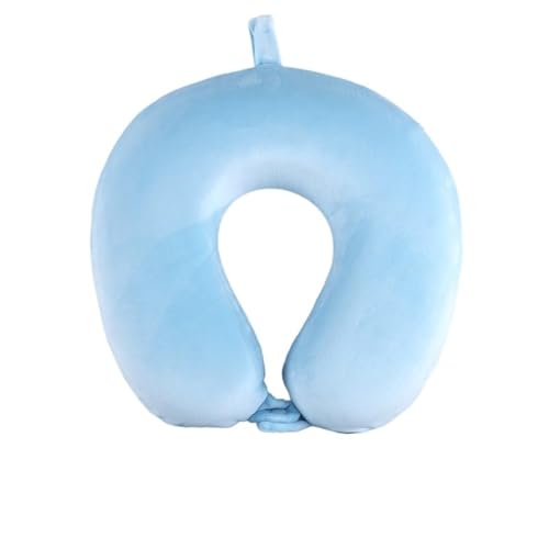 Aoccqkf夏用アイスシルクU字型枕、低反発素材、首の保護、旅行用枕、クールナップネックピロー、アイスセンスU字型枕、飛行機用枕、折りたたみ式 (スカイブルー)