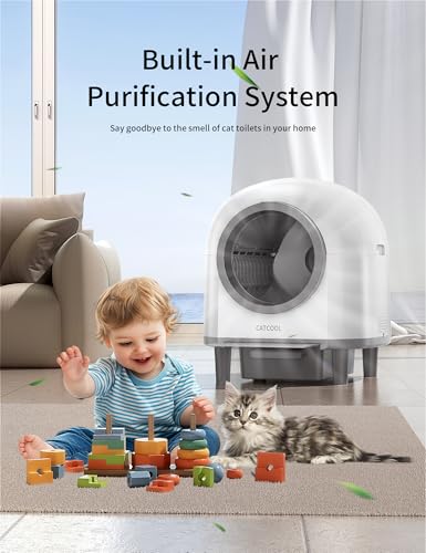 Caixa de Areia Automática CATCOOL para Gatos, Autolimpante com 10 Radares de Sensor de Segurança, Ca