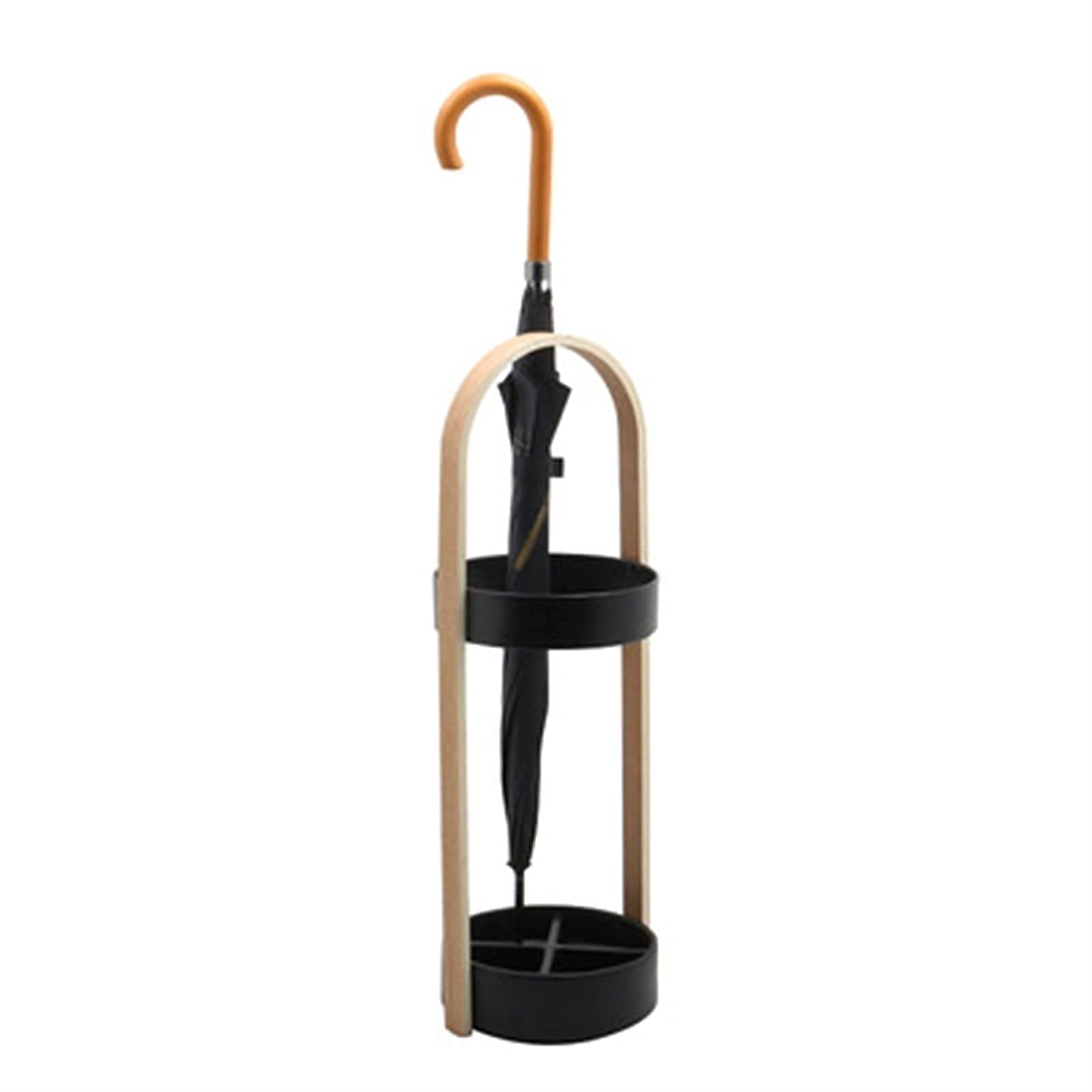 Porte-parapluie noir compact rétro avec base stable et 2 crochets