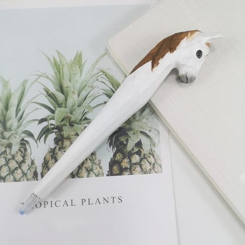 Bolígrafo artesanal de madera caballo blanco con recargas