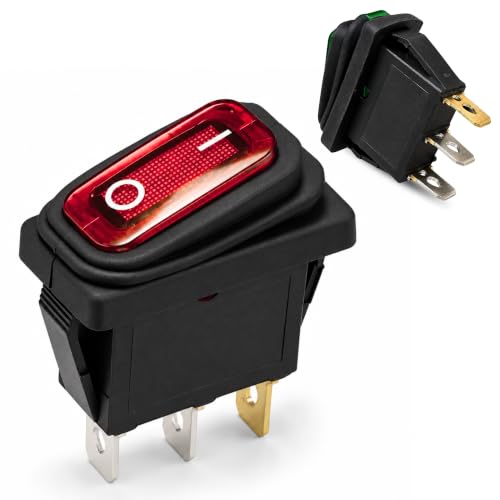 Interruptor Basculante SPST ON/OFF 3 Pin, Luz Roja, 1 Unidad